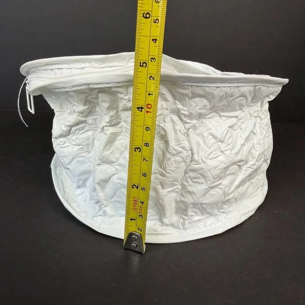 6 Piece Set White Quilted Vinyl Dinnerware/Dish/China Zippered Storage Cases